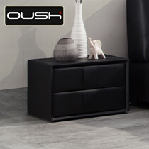 Oushuhan Nordic simple solid wood leather art can be customized color modern simple master bedroom fabric bedside table