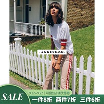 (Full) JUNESHAN Maggie Marilyn side stripe slit flared pants domestic spot