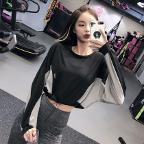 Fitness girl net sports shirt loose thin yoga clothing running long sleeve quick dry T-shirt Net Red Top New