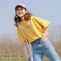 Short sleeve T-shirt female summer dress womens clothing 100 hitch casual undershirt loose student half sleeve blouse