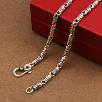 S925 Pure Silver Wolf Tooth Silver Chain Necklace Male Lock Bone Chain Tide Net Red Light Extravagant and Pendant Send Friend Birthday Presents