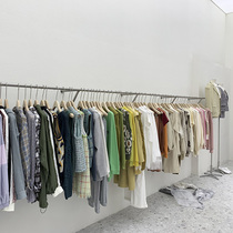 Clothing store clothes display rack silver clothing rack shelf wall decoration wall-mounted hanger womens clothing store