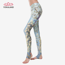 Youkalian fitness yoga pants peacock print stepping pants tight womens sports pants lift thin BPW052