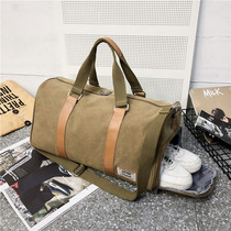 Portable travel bag mens short-distance business trip travel large-capacity luggage bag womens shoes space canvas mens sports bag fitness bag
