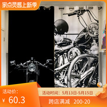 Custom long cord coarse hemp black Moto locomotive full shading shading shading heat insulation sunscreen bedroom living room floor window blinds