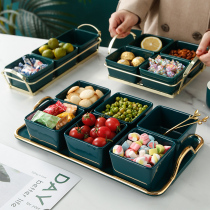 Creative Nordic fruit platter living room home light luxury ceramic compartment dried fruit candy plate snacks melon seeds tea snacks