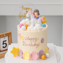 Childrens Birthday Cake Decoration Unicorn Riding Girl Little Princess Ornament Happy Birthday Acrylic Insert Card