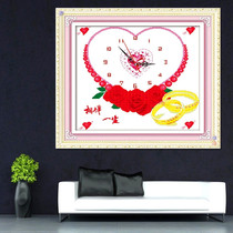 2021 new precision cross stitch true love rose clock living room dining room clock wall clock simple small line embroidery