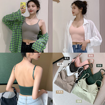 Net Red Popcorn U Type Beauty Back Inner Hitch Vest Woman Big Code Summer Beating Bottom Sexy Bra With Chest Cushion External Wear