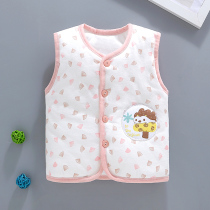 Baby warm waistcoat outside wearing clip cotton thickened male baby small waistcoat pure cotton autumn winter childrens vest woman cotton sill shoulder