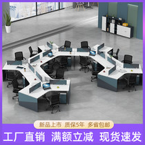 Staff desk 3 5 7 8 people bits combined staff computer table and chairs arched trio position blocking five people table