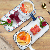 Net red Nordic hand-painted one person food ceramic tableware set household breakfast dishes plate Japanese style simple