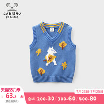 Rabi Tree childrens clothing baby knitted vest Spring and Autumn childrens waistcoat vest top new boy Western sweater