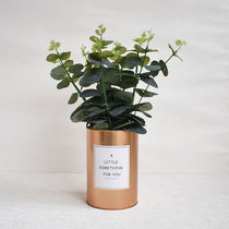 Yougali Leaf Bouquet Suit Living Room Nordic Wind Round Leaves Fake Green Plant Potted Pendulum Pieces of Imitation Flower Decoration