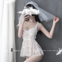Do your cat beautiful bride wedding dress cos uniform seduction female veil tassel high stockings sex suit