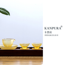 kanpura Japanese-style crystal glass handmade Luo Sakura Kung Fu tea set Gift box set fair cup lidden cup teacup