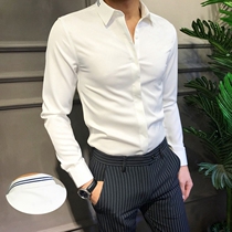 Shirt mens long-sleeved Korean slim-fit inch clothes business casual white youth shirt 2021 spring and autumn new mens trend