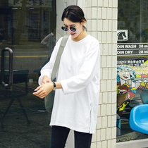 South Korea East Gate womens simple cotton slit long loose T-shirt long sleeve autumn base shirt