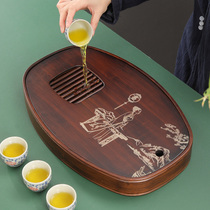 Pure bamboo tea tray high-end delicate small tea tray one person with water storage style living room tea tea tray office