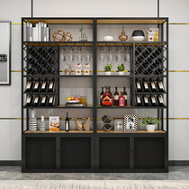 Light luxury wrought iron wine rack rack red wine cabinet display rack floor-standing restaurant partition cabinet wine glass storage rack