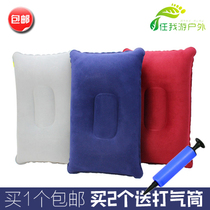  Outdoor travel inflatable pillow Double-sided flocking inflatable cushion Waist pillow Lunch break pillow Blowing pillow