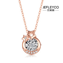 Jeffrey 18k platinum diamond necklace female fashion simple smart rose gold color Gold Star diamond pendant