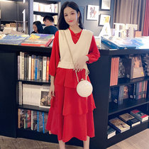 French thin dress women early autumn 2022 new autumn girlfriends two-piece temperament cake skirt fashion