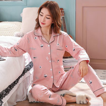 Pajamas women cotton long sleeves spring and autumn large size thin ladies autumn and winter cotton home clothes summer two-piece suit