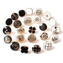 New high-end mens and womens shirt round small button button black gold metal shirt button