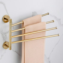 Light Extravaganza Full Copper Golden Towel Rod Multifunction Creative Folding Triple Layer Towel Rack Rotatable Hanging Towel God