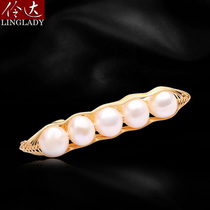 Korean freshwater pearl brooch female retro atmospheric corsage female pea pin suit neckline classic luxury clasp