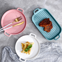 Nordic baking tray grilled Bowl cheese baked rice plate microwave oven special tableware household ceramic dish dumpling plate