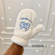 Cocoa Love-Korea ins Simple early to bed early to rise dog plush warm gloves winter