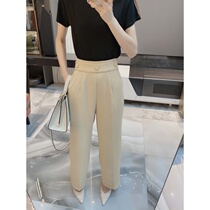 Big stone Zhangyan womens clothing store womens trousers three buckles casual wide leg pants comfortable loose thin temperament