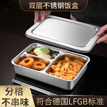 Double layer food grade 304 stainless steel lunch box sub-g student office cafeteria Dining Special Meal Kit Small Dinner Plate