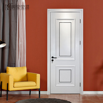 Modern light extravagant bedroom door Home solid wood composite baking lacquered door insert metal strip jacket door buttoning line door white brief