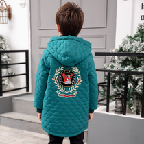 Childrens clothing thickened mid-length cotton clothes Boys middle children large children loose large cotton clothes quilted padded embroidered quilted jacket