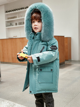 2022 new childrens down jacket boys mid-length Korean version of the foreign style childrens baby thick winter coat tide