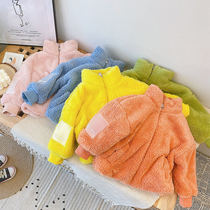 Children Coral Suede Jacket Autumn Winter 2020 New Girl Autumn Winter Clothing Foreign Air Female Baby Thickened Girl Plush Clothes