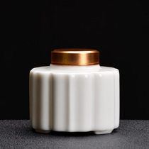 one thousand Comfort Tea Leaf Jar Ceramic Defied White Porcelain Deposit Tea Jar Home Storage Sealed Jar Small Number Tea Vat Tea Barrel Tea Jar