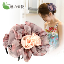 Hairpin back of the head grab clip Korean version of the flower hair grab large Korean fabric hair card plate hairpin female headdress