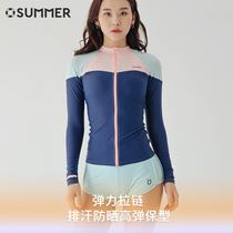  Original design wetsuit long-sleeved zipper suit Split snorkeling large size swimming jellyfish suit Fitness yoga suit female