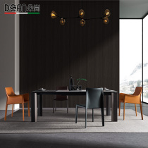 Italian minimalist dining table and chair combination Modern simple retractable Nordic solid wood Italian imported rock plate long dining table