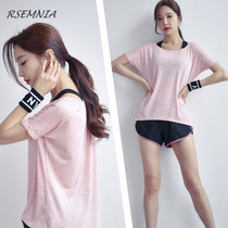 Rsemnia quick-drying thin yoga clothes women loose thin summer gym running clothes breathable sportswear trend