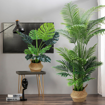 Nordic Ins Emulation Plant Potted Bamboo Living-room Fake Flowers Large Loose Tail Sunflower Green Plant Indoor Decoration Floor Flowers