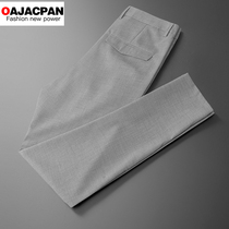 Light Extravagant Quality Grey Casual Pants Man 2020 Summer sashimi Business pure color straight cylinder 90% Pants Male small foot Western pants
