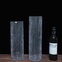 Dibyna glass Transparent ice crack vase ornaments Rich bamboo Lily Rose Living room flower arrangement King size floor to ceiling