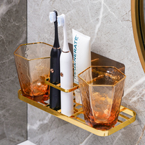 ins Simple brushing mouthwash cup Couple wall-mounted wash cup set Creative glass tooth cylinder cup Household light luxury