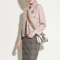 NZ Hepburn Naked Pink Gold Silk Wool Short Coat Female small subshort Collar Double Sided Wool Fur Coats