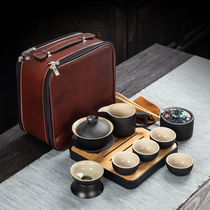 Black pottery Japanese travel kung fu kit portable cover cup of cup simple household office gift custom logo